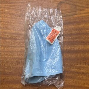 Vintage Blue Rubber Bathing Swim Cap Swirl Carina France